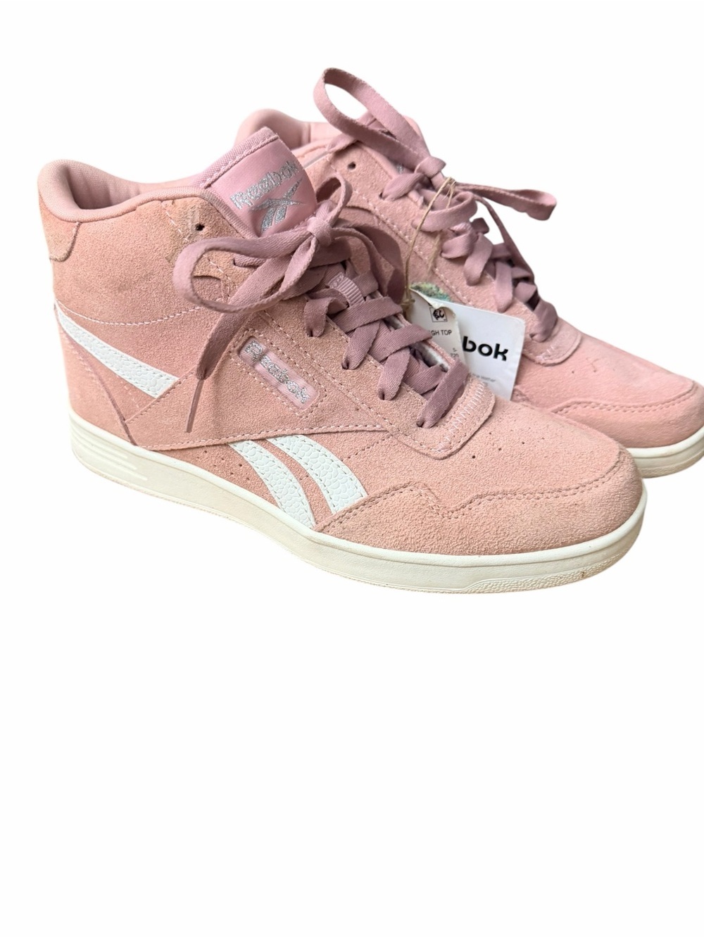 Reebok Women’s Blush Pink Suede High-Top Sneakers